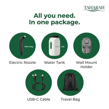 Taharah Portable Electric Bidet - Zero Installation Home Bidet